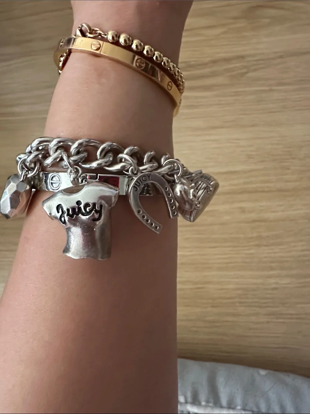 Juicy Couture Y2K 925 Sterling Silver Charms Bracelet 💯% Authentic